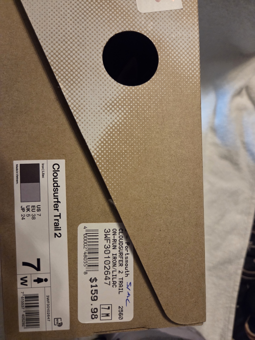 ON Cloudsurfer Trail 2 Iron/Lilac Size 7 W Womens With Original Box - Picture 6 of 6